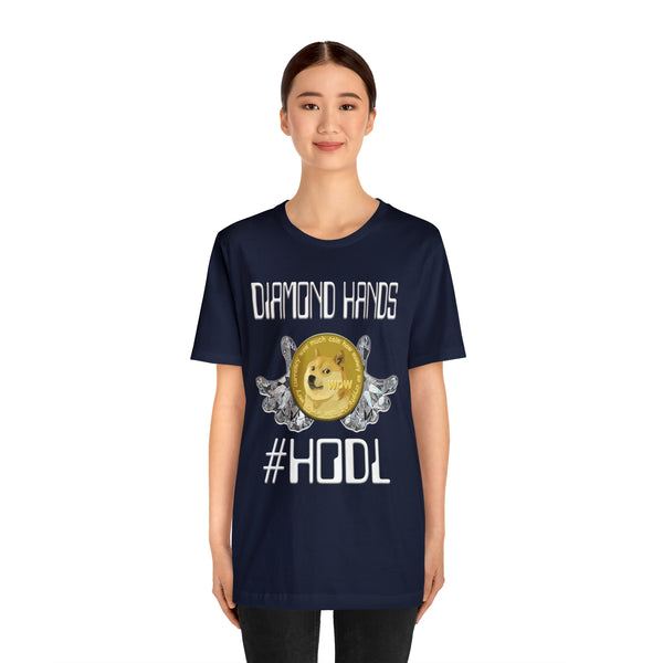 Dogecoin Diamond Hands #HODL Unisex Short Sleeve Tee