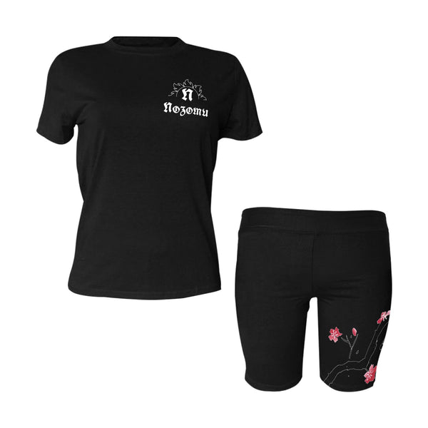 Nozomu Japanese Cherry Blossom Yoga Set Women's Short Yoga Set (Sets 03)