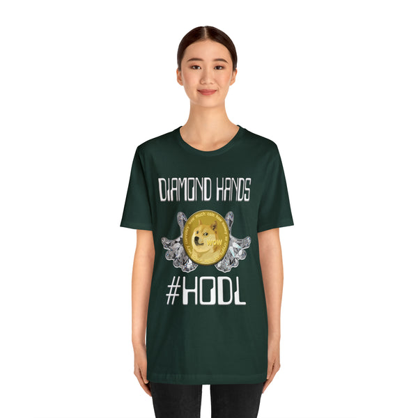 Dogecoin Diamond Hands #HODL Unisex Short Sleeve Tee