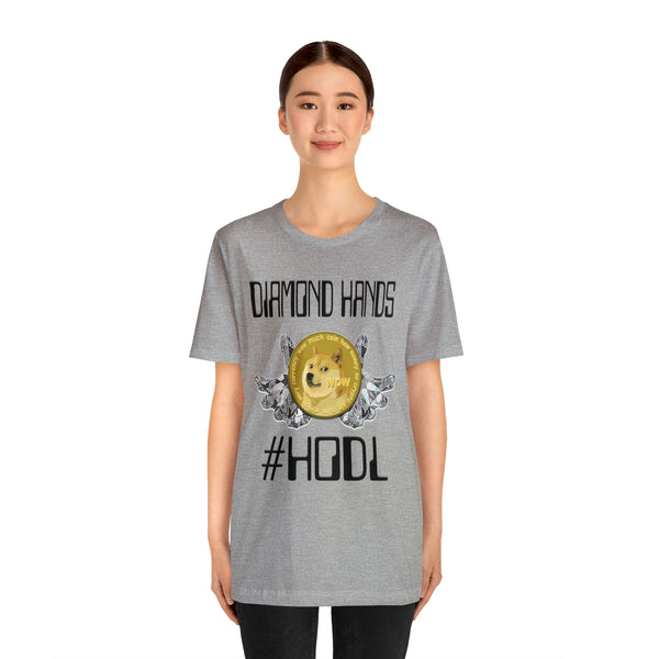 Dogecoin Diamond Hands #HODL Unisex Short Sleeve Tee