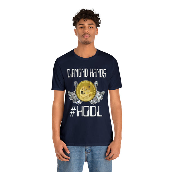 Dogecoin Diamond Hands #HODL Unisex Short Sleeve Tee