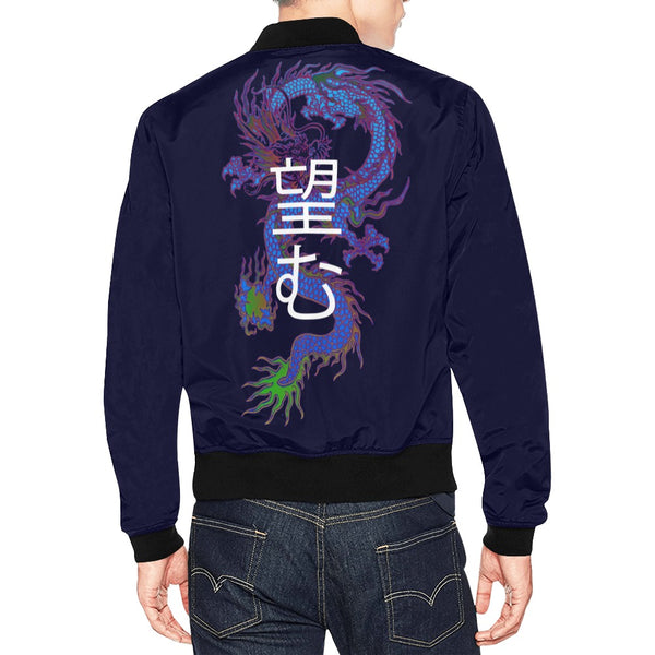 Nozomu Japanese Print Dragon Bomber Jacket