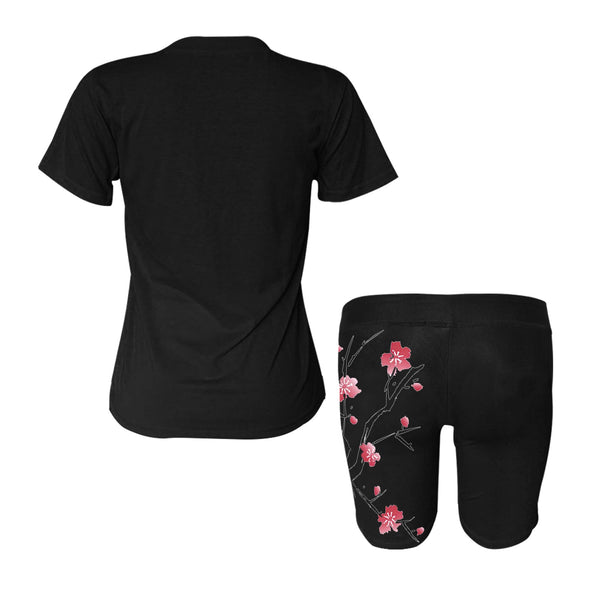 Nozomu Japanese Cherry Blossom Yoga Set Women's Short Yoga Set (Sets 03)