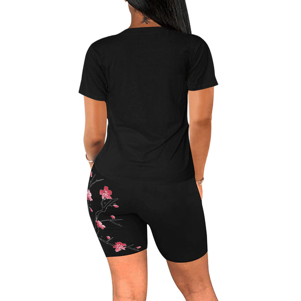 Nozomu Japanese Cherry Blossom Yoga Set Women's Short Yoga Set (Sets 03)