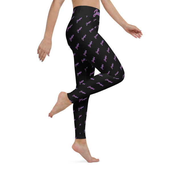 Juicified Patterned Yoga Leggings - Black