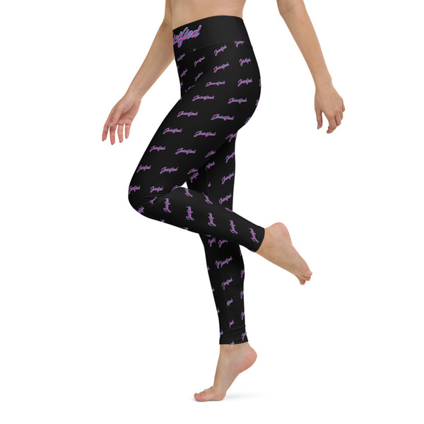 Juicified Patterned Yoga Leggings - Black