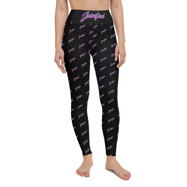 Juicified Patterned Yoga Leggings - Black