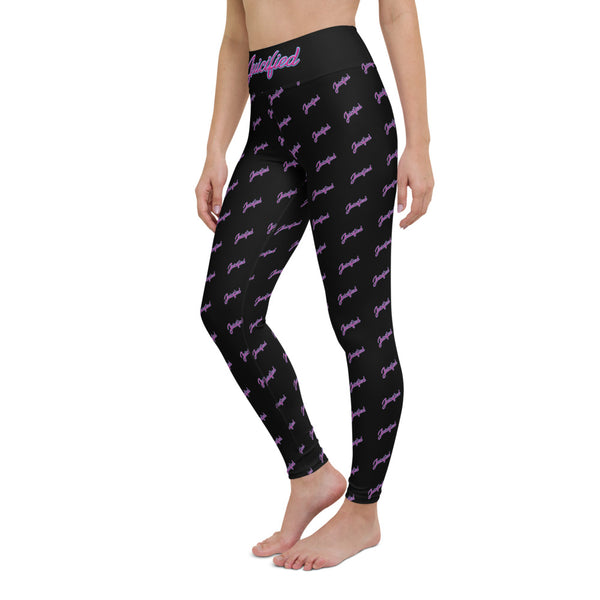 Juicified Patterned Yoga Leggings - Black